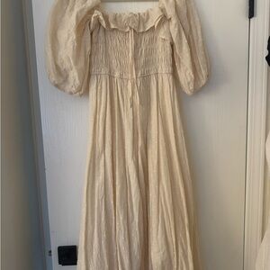 Amazon Cream Off-Shoulder Midi Dress